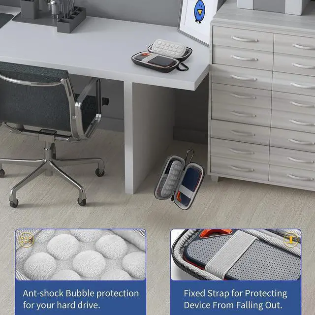 Alt view image 5 of 7 - Hard Case for SanDisk Extreme Pro/SanDisk Extreme Portable External SSD 500GB 1TB 2TB Travel Case Protective Cover Storage Bag (Grey)