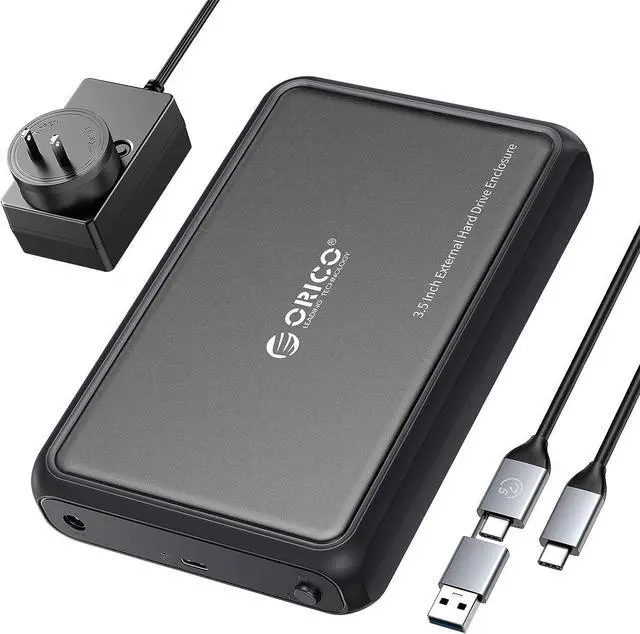 Main image of 3.5 Hard Drive Enclosure SATA to USB C for 3.5 2.5 Seagate Samsung WD Crucial SanDisk HDD SSD ABS+Metal Shell Support UASP&Trim Up to 20TB Carry 2-in-1 USB C to USB C/A Cable (DDL35C3)