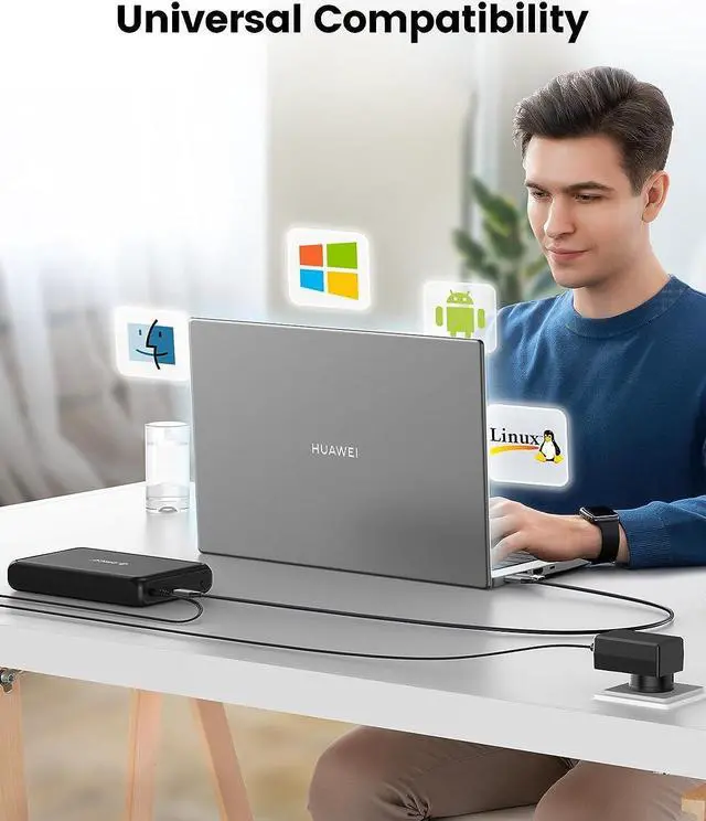 Alt view image 6 of 6 - 3.5 Hard Drive Enclosure SATA to USB C for 3.5 2.5 Seagate Samsung WD Crucial SanDisk HDD SSD ABS+Metal Shell Support UASP&Trim Up to 20TB Carry 2-in-1 USB C to USB C/A Cable (DDL35C3)