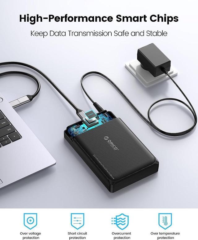 ORICO Hard Drive Enclosure 3.5, Tool Free USB 3.0 External Hard Drive  Enclosure for 3.5 2.5 Inch SATA III/II/I SSD HDD Up to 20TB, Support UASP,  Trim