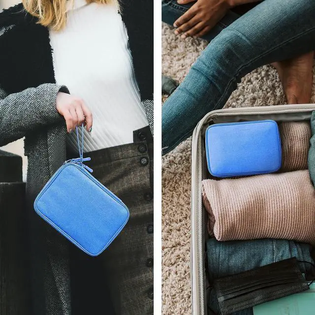 Alt view image 7 of 7 - Large Electronics Organizer Case Travel Essentials Pouch Bag for Cables Charger & Cords 7.9 Inch Tablet Magic Mouse (Sky Blue Two Layers-L)
