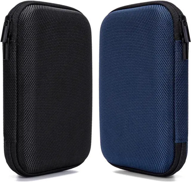 Main image of 2pcs EVA Hard Carrying Case for Portable External Hard Drive Power Bank Charger USB Cable Battery Case (Black+Blue)