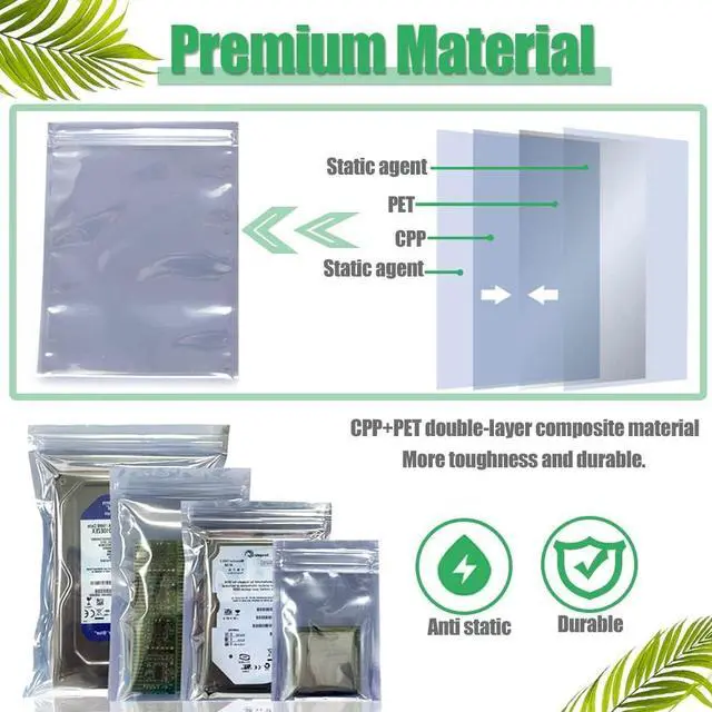 Alt view image 6 of 7 - Anti Static Bags 30pcs Small Antistatic Resealable ESD Bag for 3.5 Hard Drive 2.5 Solid State Drive ESD Shielding Storage Zipper HDD Bags for Electronics Devices (30pcs Mixed Sizes)