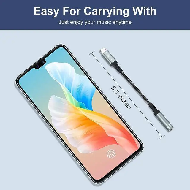 Alt view image 4 of 7 - USB Type C to 3.5mm Female Headphone Jack Adapter (2 Pack) USB C to Aux Audio Dongle Cable Cord Compatible for iPhone 16 Pro Max/15/15 Pro/15 Plus/15 Pro Max iPad Pro  GalaxyS23/S22