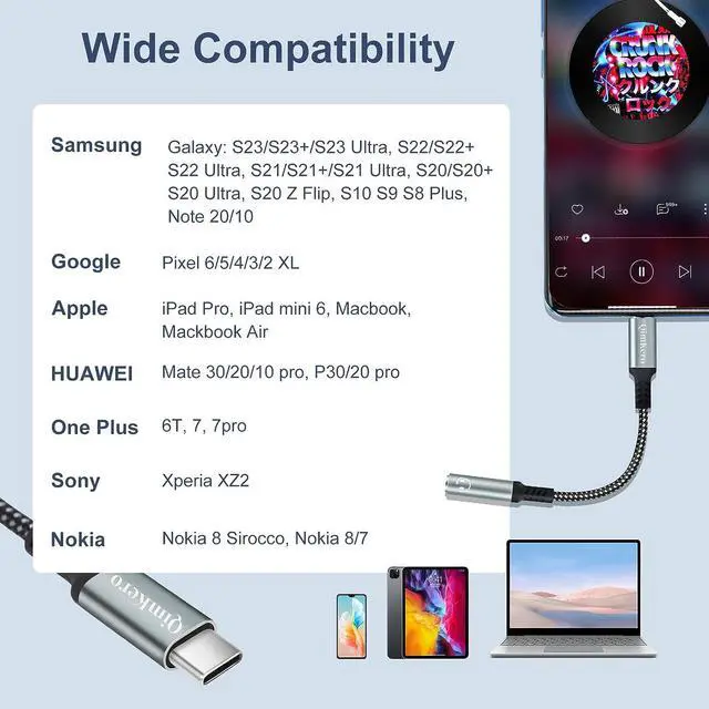 Alt view image 7 of 7 - USB Type C to 3.5mm Female Headphone Jack Adapter (2 Pack) USB C to Aux Audio Dongle Cable Cord Compatible for iPhone 16 Pro Max/15/15 Pro/15 Plus/15 Pro Max iPad Pro  GalaxyS23/S22