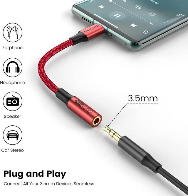 Alt view image 4 of 6 - USB C to 3.5mm Audio Adapter USB C Headphone Adapter for Samsung Galaxy S23 S22 S21 S20 Ultra Note 20 10 S10 S9 Plus Pixel 7 6 5 4 3 2 XL ipad Pro and More