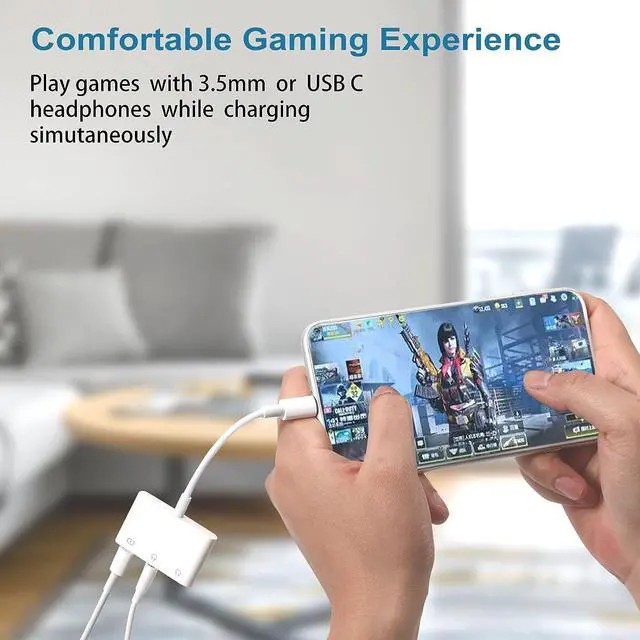 Alt view image 5 of 7 - USB TYPE C to 3.5mm Headphone and Charge Adapter 3-in-1 Type C to Dual Aux Audio Jack and Fast Charging Dongle Cable Compatible with Galaxy S23 Ultra S22 S21 S20 Note 20 iPad Pro Pixel 7 Plug and Play