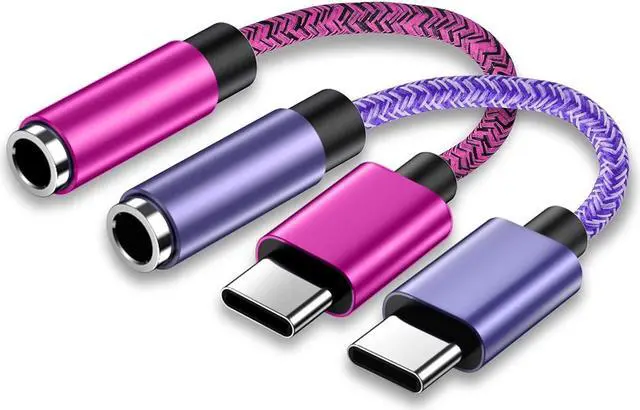 Main image of 2-Pack USB C to 3.5mm Audio Adapter Female Type C to Headphone Android Aux Jack Dongle Cable Braided Cord for Samsung Galaxy A54 A14 A13 A03s A34 S23 S22 Ultra S21 Google Pixel 7pro 7 6a 6 iPad Pro