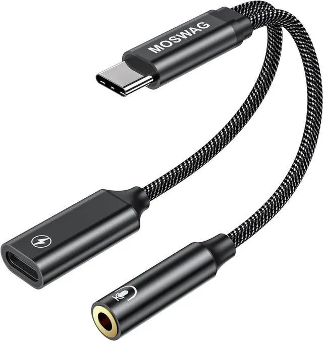 Main image of USB C to 3.5mm Headphone and Charger Adapter 2-in-1 USB C to Aux Audio Jack Hi-Res DAC and Fast Charging Dongle Cable Compatible with Pixel 6 5 Galaxy S23 S22 S21 S20+Plus Note 20