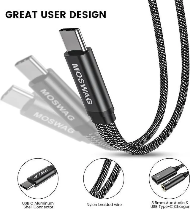 Alt view image 5 of 6 - USB C to 3.5mm Headphone and Charger Adapter 2-in-1 USB C to Aux Audio Jack Hi-Res DAC and Fast Charging Dongle Cable Compatible with Pixel 6 5 Galaxy S23 S22 S21 S20+Plus Note 20