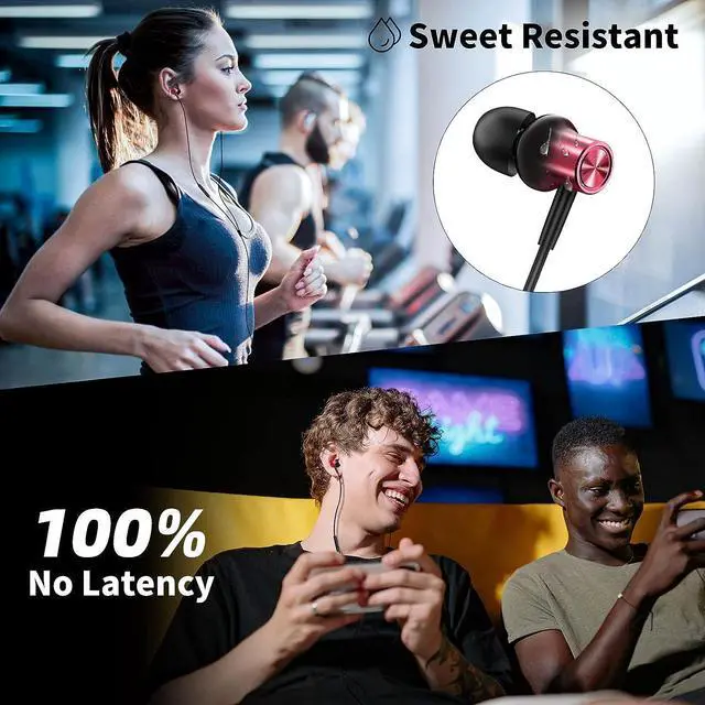 Alt view image 4 of 7 - 3.5mm Jack Earbuds Magnetic Wired Earphone for Samsung Galaxy A14 A13 A03 Core S10 S10e in-Ear Headphone Noise Canceling HiFi Stereo Audio Corded Headset for iPhone 6 6s 5 Moto G Stylus Pure Black+Red