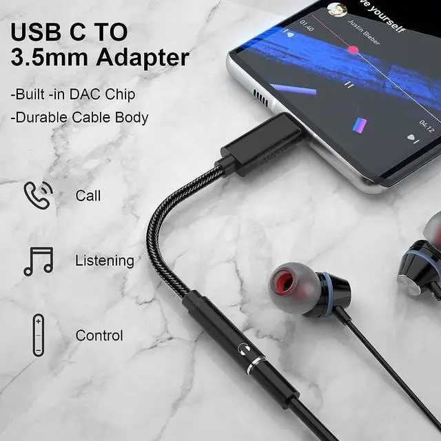 Alt view image 3 of 7 - USB Type C to 3.5mm Audio Jack Headphone Adapter for Samsung S22 S21 S20 FE Galaxy Z Flip 3 Fold Note 20 Stereo Dongle USBC Aux Cable Cord for iPad Mini Air Pro OnePlus 9 8T Google Pixel 6 5