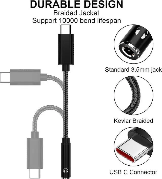 Alt view image 5 of 7 - USB Type C to 3.5mm Audio Jack Headphone Adapter for Samsung S22 S21 S20 FE Galaxy Z Flip 3 Fold Note 20 Stereo Dongle USBC Aux Cable Cord for iPad Mini Air Pro OnePlus 9 8T Google Pixel 6 5