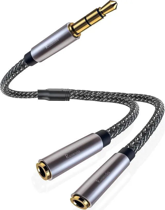 Main image of Headphone Splitter 3.5mm Splitter Audio Stereo Y AUX Splitter Extension Cable Male to Female Dual Headphone Jack Adapter for Earphone Headset Splitter Compatible for iPhone Samsung Laptop