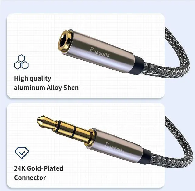 Alt view image 6 of 7 - Headphone Splitter 3.5mm Splitter Audio Stereo Y AUX Splitter Extension Cable Male to Female Dual Headphone Jack Adapter for Earphone Headset Splitter Compatible for iPhone Samsung Laptop
