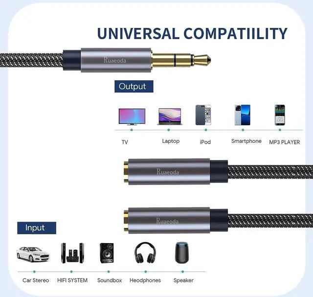 Alt view image 7 of 7 - Headphone Splitter 3.5mm Splitter Audio Stereo Y AUX Splitter Extension Cable Male to Female Dual Headphone Jack Adapter for Earphone Headset Splitter Compatible for iPhone Samsung Laptop