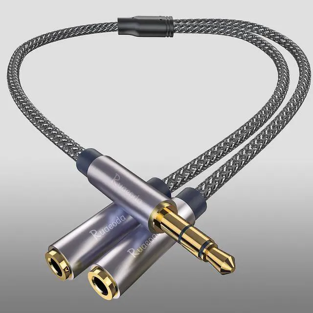 Alt view image 2 of 7 - Headphone Splitter 3.5mm Splitter Audio Stereo Y AUX Splitter Extension Cable Male to Female Dual Headphone Jack Adapter for Earphone Headset Splitter Compatible for iPhone Samsung Laptop