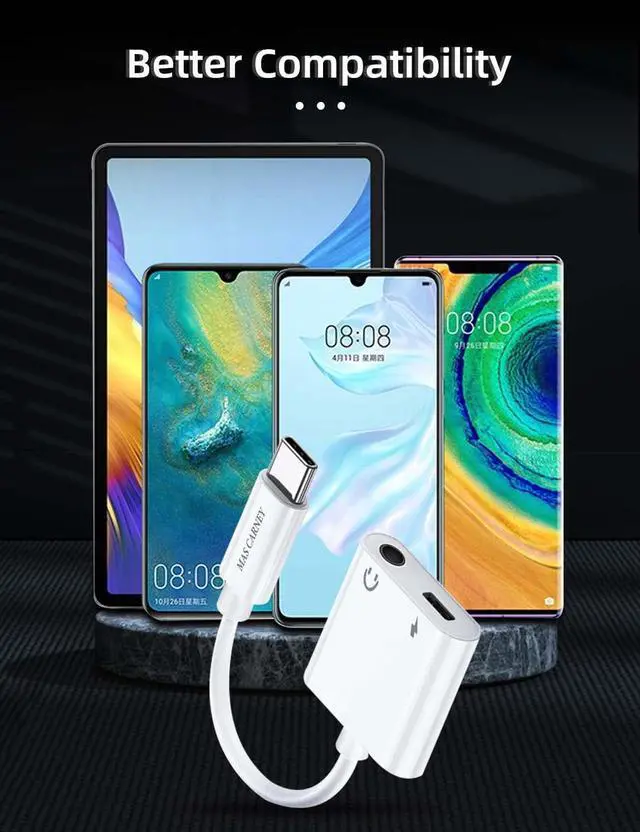 Alt view image 5 of 7 - Headphone Adapter USB Type C to 3.5mm Headphone and Charger Adapter Compatible with Pixel 5 4 3 XL Galaxy S22 S21 S20 S20+ Note 20 Ipad Pro MacBook
