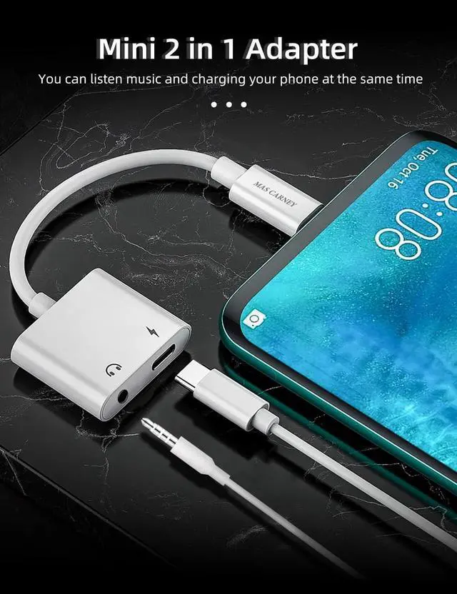 Alt view image 2 of 7 - Headphone Adapter USB Type C to 3.5mm Headphone and Charger Adapter Compatible with Pixel 5 4 3 XL Galaxy S22 S21 S20 S20+ Note 20 Ipad Pro MacBook