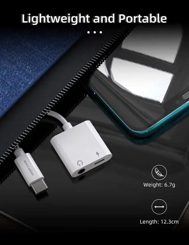 Alt view image 6 of 7 - Headphone Adapter USB Type C to 3.5mm Headphone and Charger Adapter Compatible with Pixel 5 4 3 XL Galaxy S22 S21 S20 S20+ Note 20 Ipad Pro MacBook