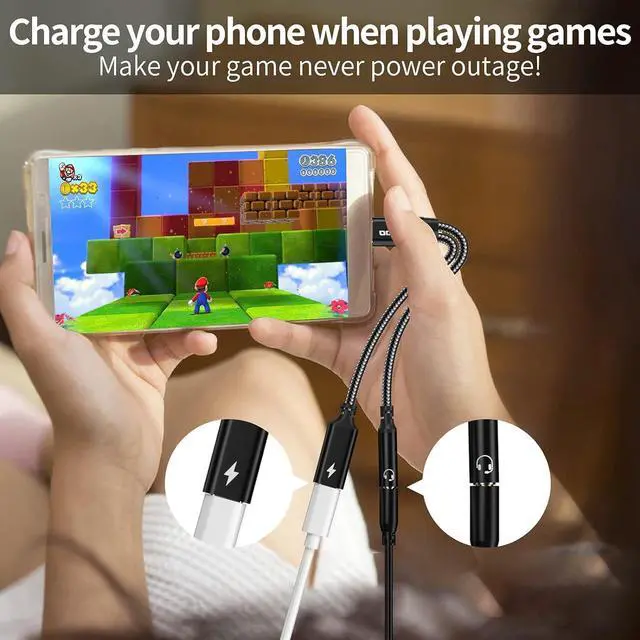 Alt view image 5 of 7 - 2 in 1 USB C to 3.5mm Headphone and Charger Adapter-USB C to 3.5 Headphone Jack Adapter USB C PD 3.0 Quick Charging Port 60W Fast Charge Cable compatible for sam-sung Galaxy S23 S23+ S23 Ultra
