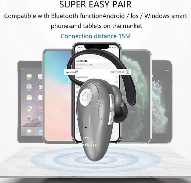 Alt view image 4 of 7 - Bluetooth Headset V5.0 Ultralight Wireless Headphone Cell Phone Earpiece with Mic Headsetcase Volume Control Handsfree Earbud for iPhone Android Samsung Smartphone