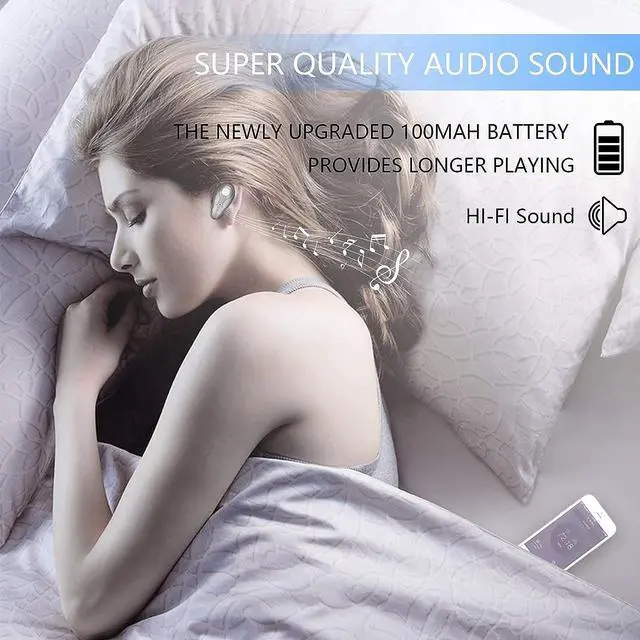 Alt view image 6 of 7 - Bluetooth Headset V5.0 Ultralight Wireless Headphone Cell Phone Earpiece with Mic Headsetcase Volume Control Handsfree Earbud for iPhone Android Samsung Smartphone