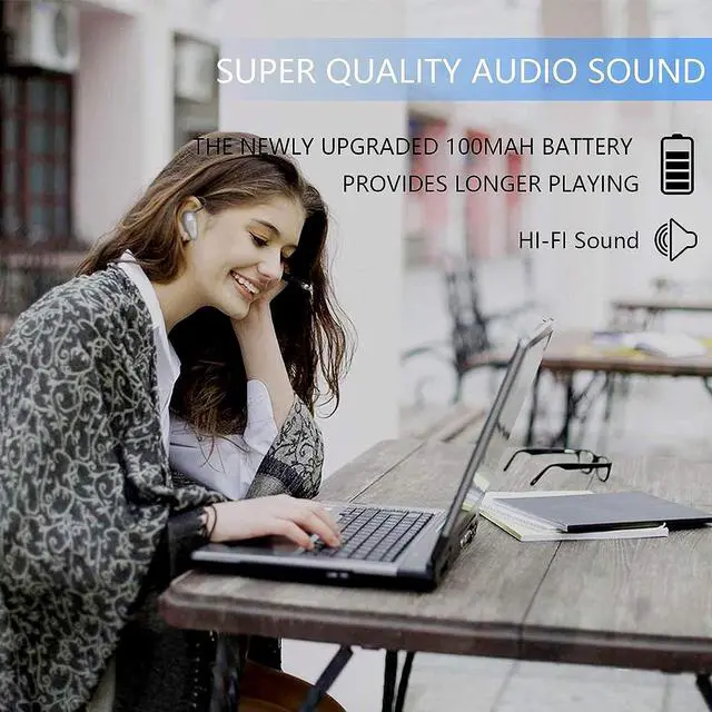 Alt view image 7 of 7 - Bluetooth Headset V5.0 Ultralight Wireless Headphone Cell Phone Earpiece with Mic Headsetcase Volume Control Handsfree Earbud for iPhone Android Samsung Smartphone