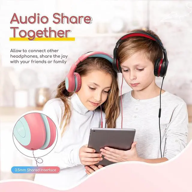 Alt view image 7 of 7 - EarFun 3Packs Kids Headphones Wired with Microphone, 85/94dB Volume Limit Headphones for Kids, Portable Wired Headphone with Shareport, Stereo Sound Foldable Headset for School/Tablet/iPad/Kindle