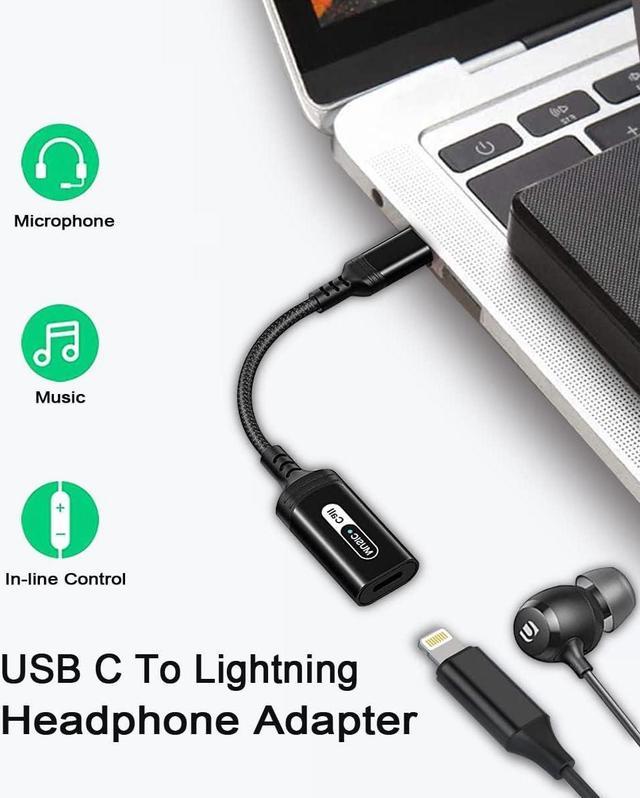 USB C to Lightning Audio Adapter Cable USB Type C Male to Lightning Female  Headphones Converter Compatible with iPad Pro 2020/2021, Galaxy S21/S20,  Mac-Book USB C Laptop(Audio Only, Not for Charging) 