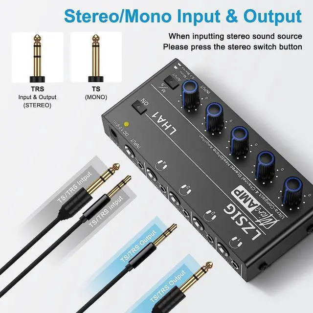 Alt view image 5 of 7 - 4-Channel & 6-Channel Stereo Amp - Metal, Ultra-Low Noise, Independent Volume Control, Bass Boost (6-Channel), 12V Power Included