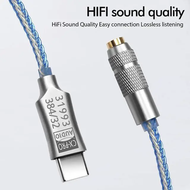 Alt view image 2 of 7 - USB C to 3.5mm Adapter CX31993 Earbuds CX-PRO DAC Headphone Amp with 3.5mm Output SNR128dB PCM 32b/384kHz for Android Windows Phone Call and Line Control