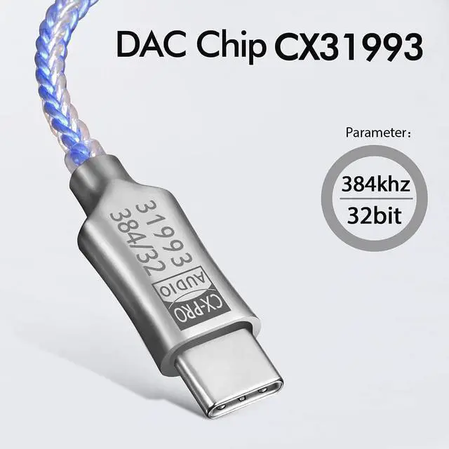 Alt view image 3 of 7 - USB C to 3.5mm Adapter CX31993 Earbuds CX-PRO DAC Headphone Amp with 3.5mm Output SNR128dB PCM 32b/384kHz for Android Windows Phone Call and Line Control