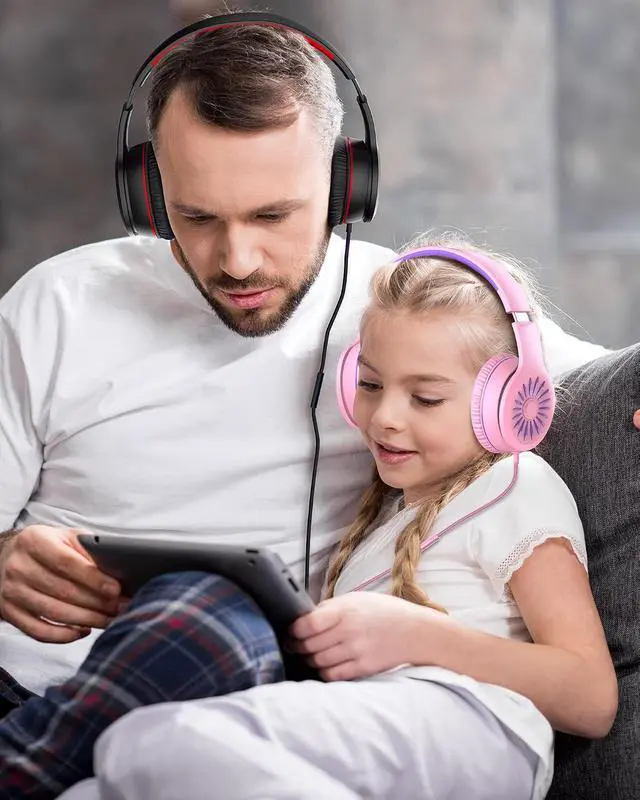 Alt view image 6 of 7 - ELECDER i45 Kids Headphones Wired, On-Ear Headphones for School Teens, Red | Foldable Portable, 1.5M Cord Headphone Stereo Aux Jack 3.5mm Headset for Smartphones Chromebook Computer PC Airplane Travel