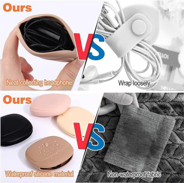 Alt view image 4 of 7 - 4 PCS Headphone Organizer and Silicone Cable Ties, Silicone Pouch | for Storing Earbuds/USB Flash Drive/Keys/Mini Lipstick Cord Winder Holder Keeper Manager Management for Home or Workplace