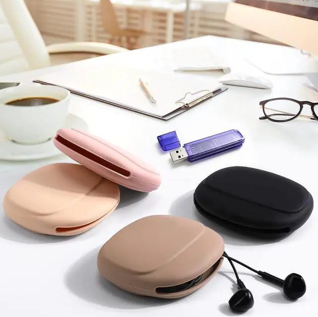 Alt view image 7 of 7 - 4 PCS Headphone Organizer and Silicone Cable Ties, Silicone Pouch | for Storing Earbuds/USB Flash Drive/Keys/Mini Lipstick Cord Winder Holder Keeper Manager Management for Home or Workplace