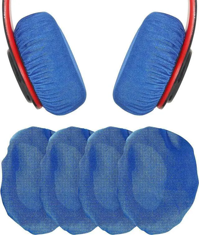 Main image of Headphone Covers 2 Pairs Washable Flex Headset Earpad Cloth Cover for Gym Training Aviation Racing Gaming Wireless Wired Over The Ear Headphones (Fit 3.5 - 4.3 Blue Color)