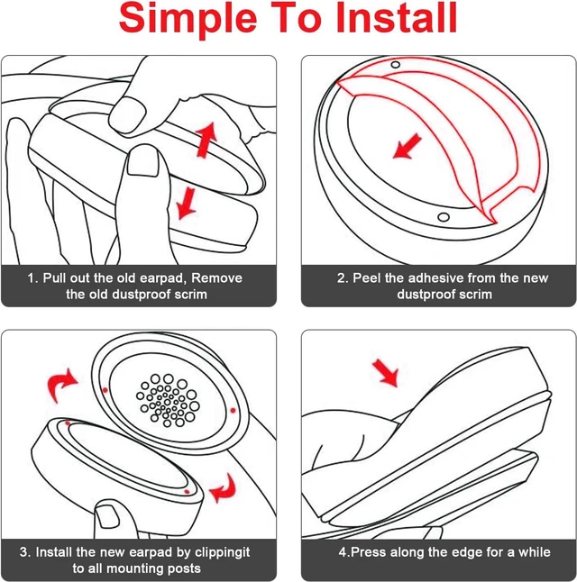 Alt view image 5 of 7 - Replacement Ear Pads Cushions Compatible with Studio 3.0/2.0 Headphone Ear Covers with High Density Memory Foam Soft Leather Adaptive Noise Cancelling Headphones Replacement Earpads