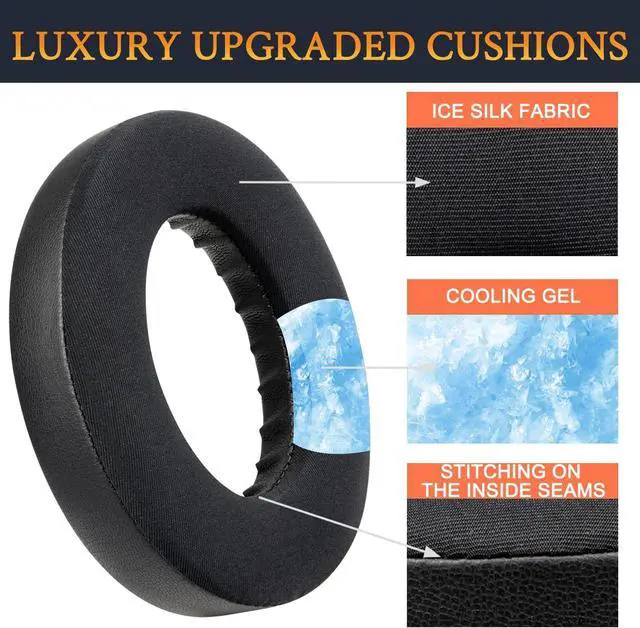 Alt view image 5 of 7 - Cooling Gel Replacement Earpads for  700 (NC700) Wireless Headphones Ear Pads Cushions with Ice Silk Fabric High-Density Noise Cancelling Foam Added Thickness - Black