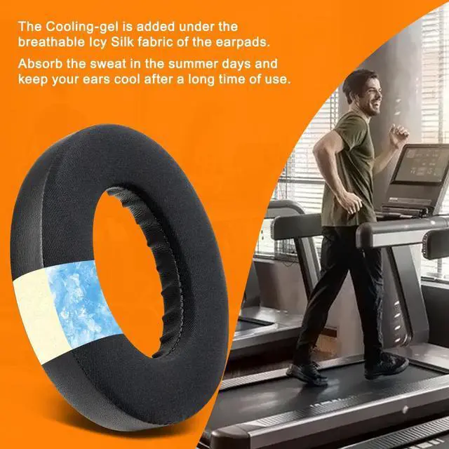 Alt view image 7 of 7 - Cooling Gel Replacement Earpads for  700 (NC700) Wireless Headphones Ear Pads Cushions with Ice Silk Fabric High-Density Noise Cancelling Foam Added Thickness - Black