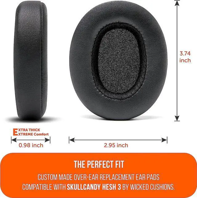 Alt view image 3 of 6 - Wicked Cushions Extra Thick Earpads for Skullcandy Crusher/Evo/Hesh 3 Headphones & More | Improved Durability & Thickness for Improved Comfort and Noise Isolation | Black