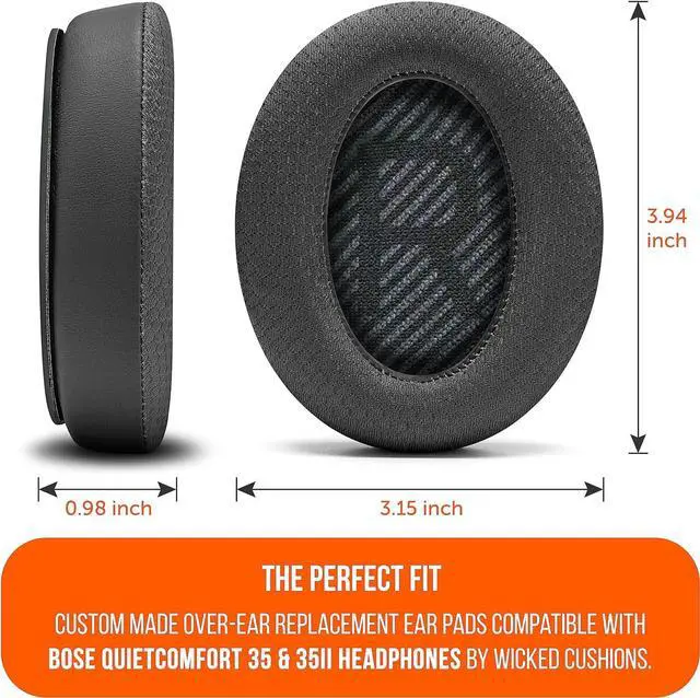 Alt view image 5 of 7 - Freeze QC35 - Cooling Gel Ear Pads for Bose QC35 & QC35ii (QuietComfort 35) Headphones & More | Breathable Sports Fabric Cooling Gel Extra Thick & Cooler for Longer | Black