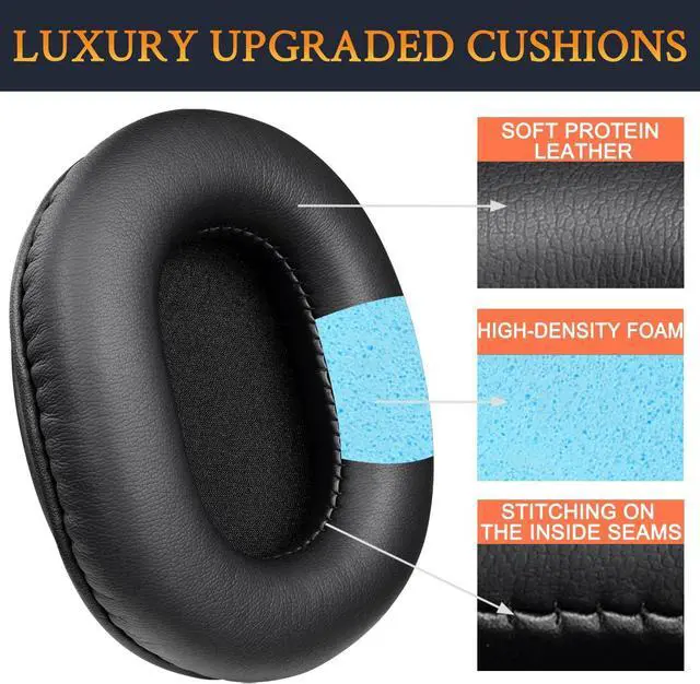 Alt view image 5 of 7 - Earpads Replacement for Audio Technica ATH M50X M50XBT M50RD M40X M30X M20X MSR7 SX1 Monitor Headphones Ear Pads Cushions with Softer Protein Leather High-Density Foam - Black
