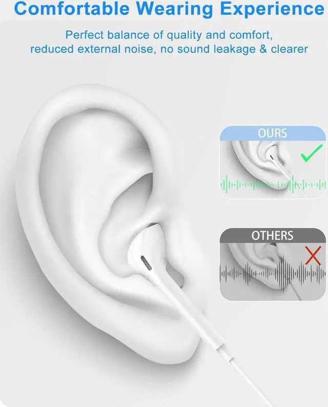 Alt view image 4 of 7 - Earbuds Wired for iPhone Lightning Earphones Corded Headphones with Microphone Controller [MFi Certified] No Bluetooth Compatible with iPhone 14/13/12/11 Pro Max/XR/X/SE/8P/8/7P/7-All iOS System