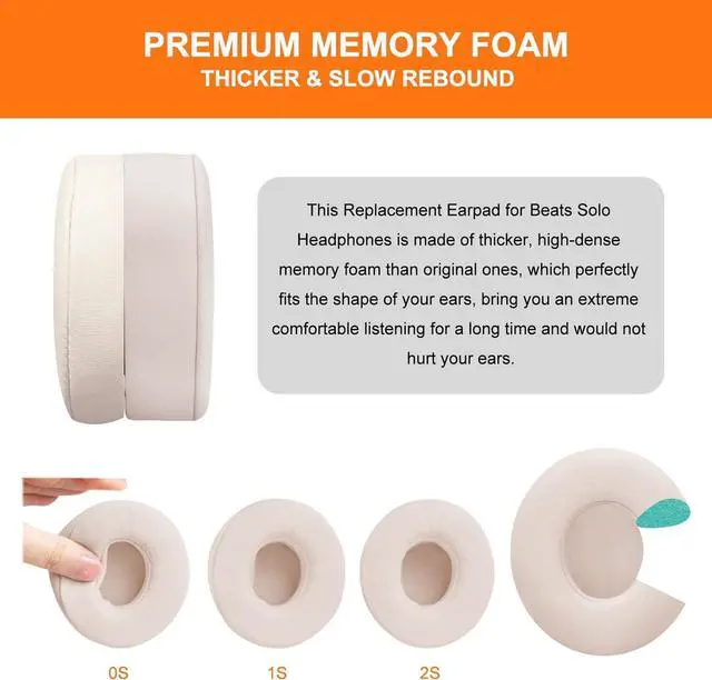 Alt view image 5 of 7 - Ear Pads Replacement for Beats Solo 3 - GVOEARS Earpad Cushions Covers for Solo 2 Solo 3 Wired Wireless ON-Ear Headphones with Noise Isolation Memory Foam Protein Leather (Light Pink)