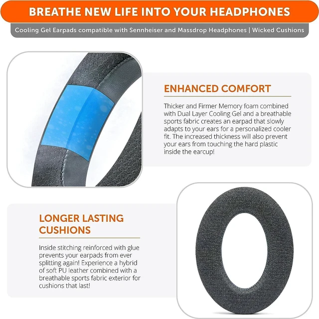 Alt view image 4 of 7 - Freeze PC38X - Cooling Gel Earpads for Sennheiser PC38X PC37X & HD599