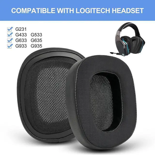 Alt view image 2 of 7 - Replacement Ear Pads for Logitech G533 G633 G935 GVOEARS Cooling Gel Ear Cushions for Logitech G231 G433 G533 G633 G635 G933 G935 Gaming Headphones with Thick and Soft Foam (Black)