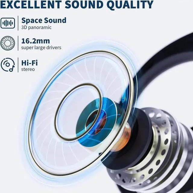 Alt view image 5 of 7 - Open Ear Earbuds, Powerful Sound Sports Headphones with Clear Call, 40Hrs PlaytimeBluetooth 5.3 Headphones with Smart Digital Display Design IPX6 Waterproof Fit for Running, Gym, Workout