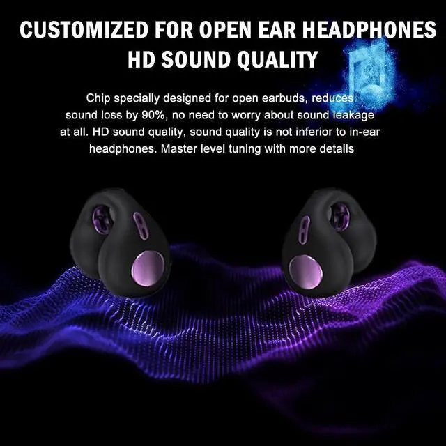 Alt view image 4 of 7 - Ear Clips Ear Buds Bone Conduction Earbuds for Small Ear Canals Open Ear Earbuds Bluetooth with Earhooks Sport Clip on Headphones Up to 24 Hours Playtime Waterproof Outer Headphones Purple