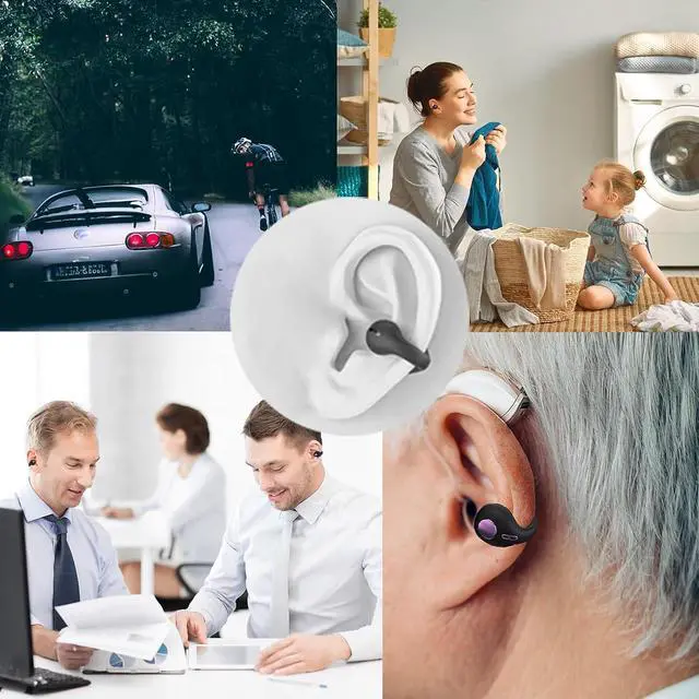 Alt view image 5 of 7 - Ear Clips Ear Buds Bone Conduction Earbuds for Small Ear Canals Open Ear Earbuds Bluetooth with Earhooks Sport Clip on Headphones Up to 24 Hours Playtime Waterproof Outer Headphones Purple